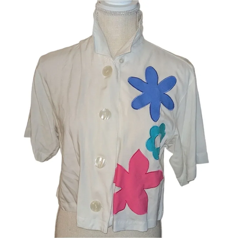 Max and Diane vintage white cropped top size Medium‎
